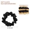Skinny Satin Scrunchies Set, 4Pcs Comfortable Elastics Silk Hair Ties, Ponytail Holder for Women Girls Hair Accessories (Black + Gold) view 2
