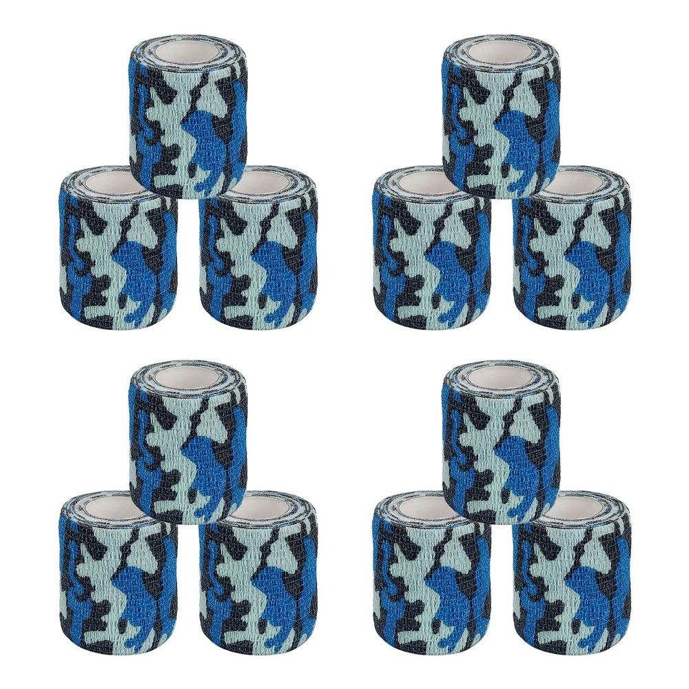VideoPUP 12pcs Tattoo Grip Tape,Disposable Cohesive Tattoo Grip Cover Elastic Bandage Handle Grip Tube for Tattoo Machine Tattoo Grip Accessories,Marine Camouflage