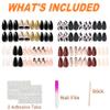 4 Packs (96 Pcs) Press on Nails Medium Gold & Black Almond Design, MMonesu Matte Fake Nails Glue on Nails Set with Adhesive Tabs Nail File for Women view 2
