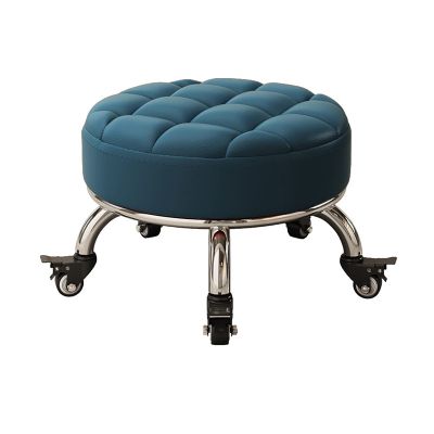 N/A Low Rolling Stool, Roller Seat with Universal Swivel Wheels, Wheel Stool Chair with PU Leather Cushion for Home, Kitchen, Office, Garage,E