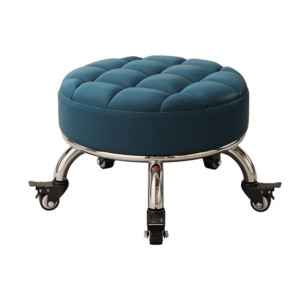 N/A Low Rolling Stool, Roller Seat with Universal Swivel Wheels, Wheel Stool Chair with PU Leather Cushion for Home, Kitchen, Office, Garage,E