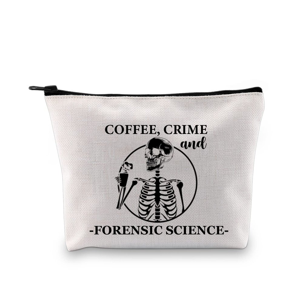 G2TUP Forensic Scientist Gift Coffee Crime And Forensic Science Makeup Bag Forensic Science Investigator Cosmetic Bag Criminologist Gift Travel Bag (And Forensic Science White Bag)