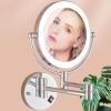 YSUEFIJO Wall Mounted Makeup Mirror with Lights, Double Sided Magnifying Cosmetic Mirror, Portable Trifold Shaving Barber Mirror, Extended Arm 360 Rotation, Gift for Women view 2