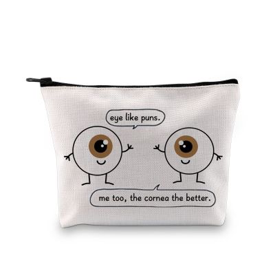 G2TUP Eye Doctor Gift Eye Like Puns Makeup Bag Optometrist Ophthalmologist Cosmetic Bag Optician Gift Optometry Zipper Travel Bag (Eye Like Puns White Bag)