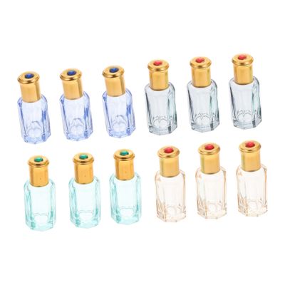 FOMIYES 12pcs Roller Octagonal Roller Bottle Glass 12ml Refillable Container Sub Package Bottle Essential Oil Glass Containers Portable Perfume Travel Perfume