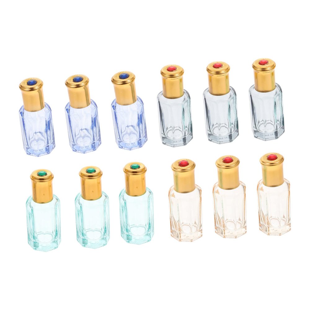 FOMIYES 12pcs Roller Octagonal Roller Bottle Glass 12ml Refillable Container Sub Package Bottle Essential Oil Glass Containers Portable Perfume Travel Perfume