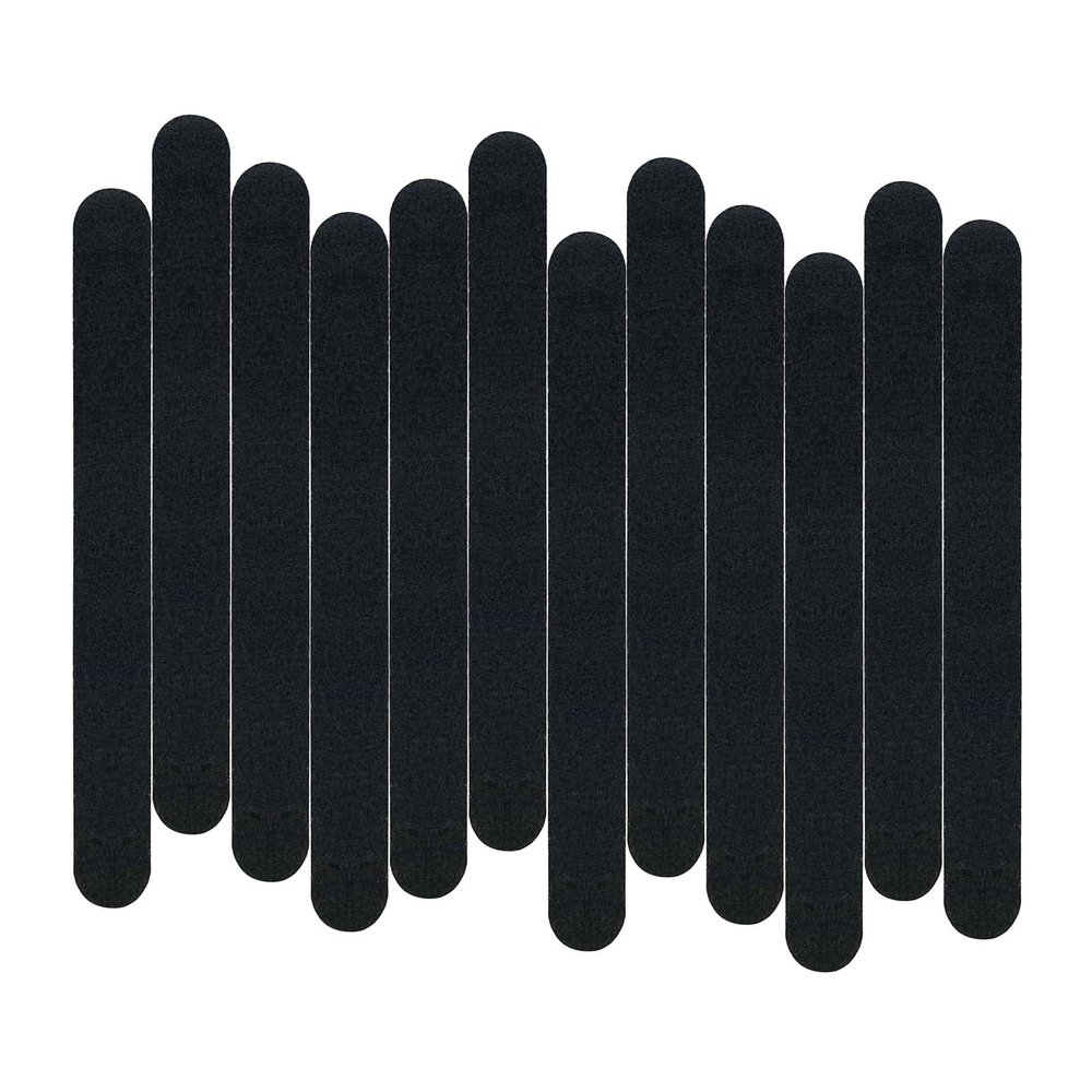 12 Pack Professional Emery Boards - 100/180 Grit Nail File Pack for Acrylic and Natural Nails, Black