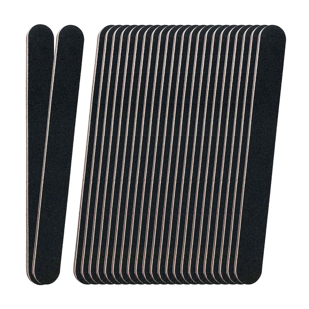 24 Pack Professional Emery Boards - 100/180 Grit Nail File Pack for Acrylic and Natural Nails, Black