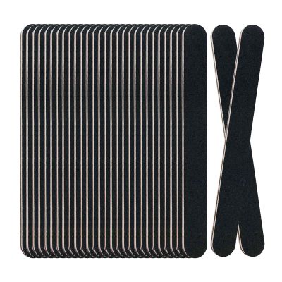 30 Pack Professional Emery Boards - 100/180 Grit Nail File Pack for Acrylic and Natural Nails, Black