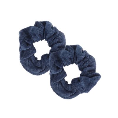 Set of 2 Terry Hair Scrunchies - Navy