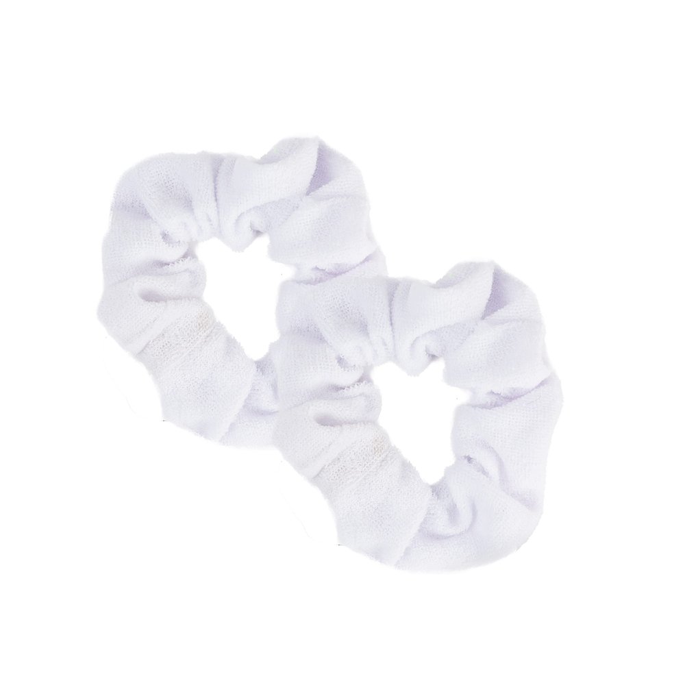 Set of 2 Terry Hair Scrunchies - White