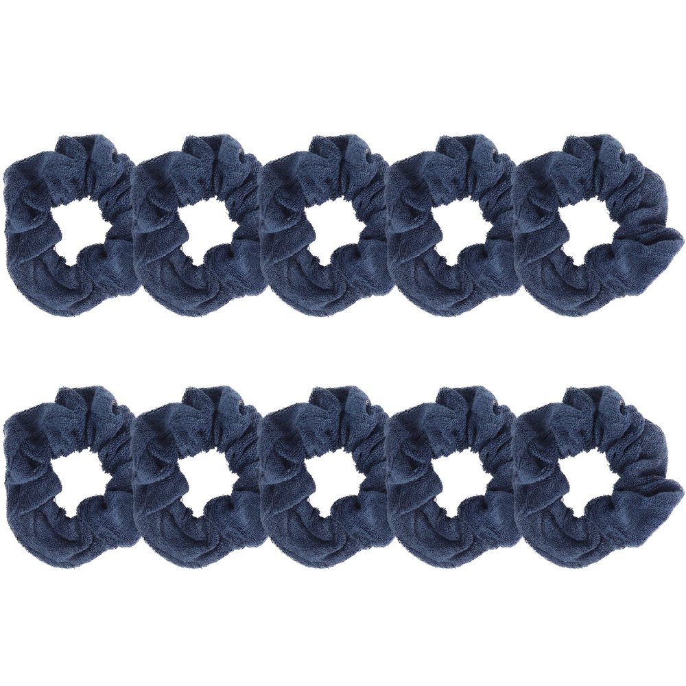 Set of 10 Terry Hair Scrunchies - Navy