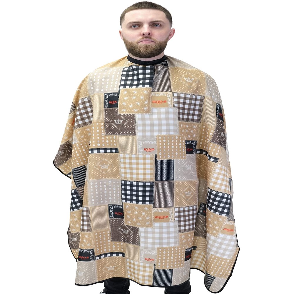 Barber Cape For Men Large Hair Cutting Cape Bandana Barber Cape Hair Proof Water Proof Adjustable Snap Neck Closure Fits Everyone (Tan)