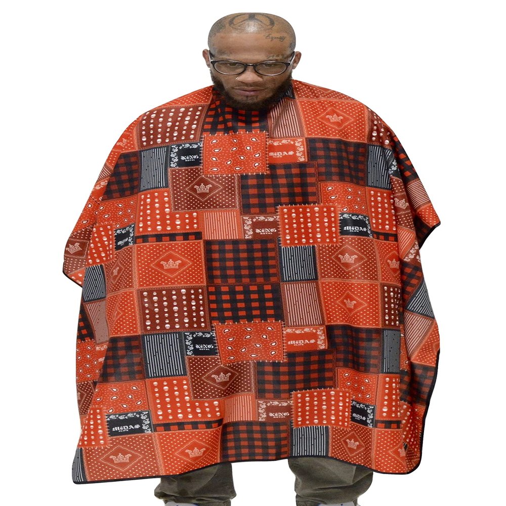Barber Cape For Men Large Hair Cutting Cape Bandana Barber Cape Hair And Water Proof Adjustable Elastic Neck Closure (Red)