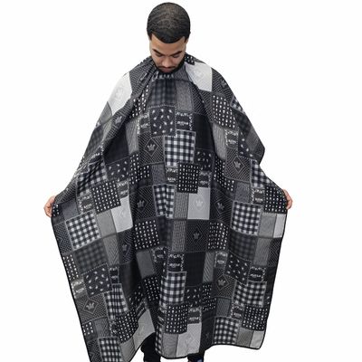 Barber Cape For Men Large Hair Cutting Cape Bandana Barber Cape Hair And Water Proof Adjustable Elastic Neck Closure (Black)