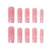 RikView Square Press on Nails Long Fake Nails French Tips Nails Pink Nails Glossy Square Nails for Women 24 PCs/Set view 2
