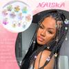 NAISKA 140Pcs Gold Butterfly Hair Jewelry - Colorful Loc Beads Dreadlocks Accessories for Women Braids Hair Charms Ring Cuffs Decoration view 4