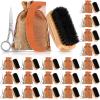 Zubebe 20 Sets Beard Brush and Comb Set for Men, Boar Bristle Brush, Wood Mustache Comb and Beard Trimming Scissors with Travel Pouch, Beard and Mustache Grooming Kit for Beard Care Valentine GIft view 1