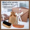 Zubebe 20 Sets Beard Brush and Comb Set for Men, Boar Bristle Brush, Wood Mustache Comb and Beard Trimming Scissors with Travel Pouch, Beard and Mustache Grooming Kit for Beard Care Valentine GIft view 3