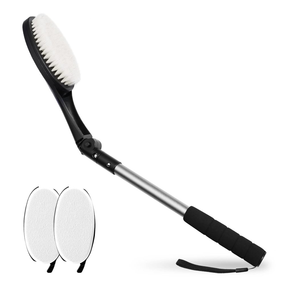 EASACE Body Brush for Back,Lotion Applicator, Long Handle Bath Brush for Showering, Adjustable Head Back Scrubber, Shower Brush with Soft Bristles for Wet or Dry