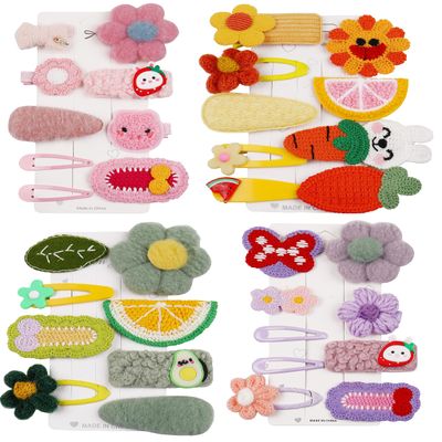 33 PCS Hairpin Candy-colored kid's hair accessories, flower and fruit, rainbow hairpin set, girl cartoon animal cute hairpin