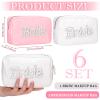 Pinkunn 6 Pcs Bridesmaids Cosmetic Bag Rhinestone Chenille Letter Rose Gold Bride Makeup Bag Proposal Gift Wedding Bridal Shower for Bridesmaid Proposal Box Bachelorette Party Favor(Pearl Letter) view 2