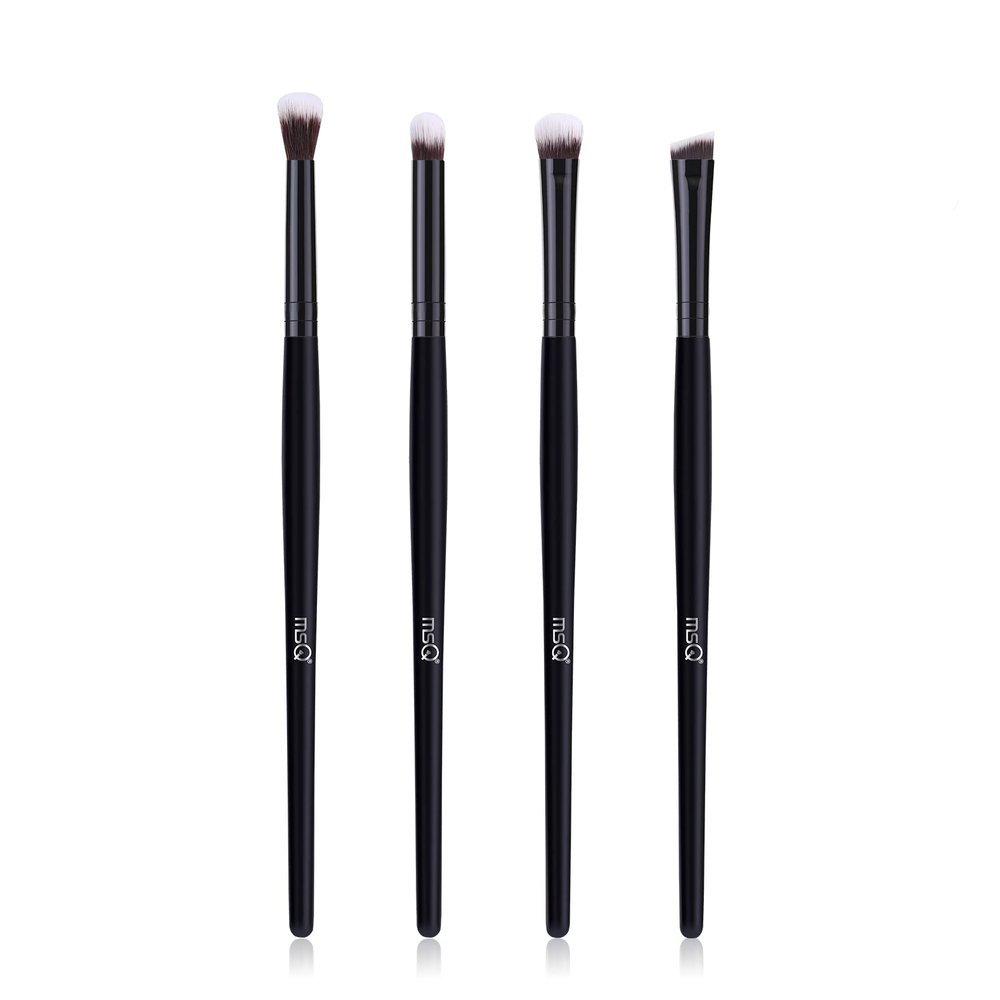 MSQ Eyeshadow Brushes Set 4pcs Makeup Eye Brushes Eyeshadow Blending Brush Eyebrow Highlighter Brush Beauty Brushes - Black