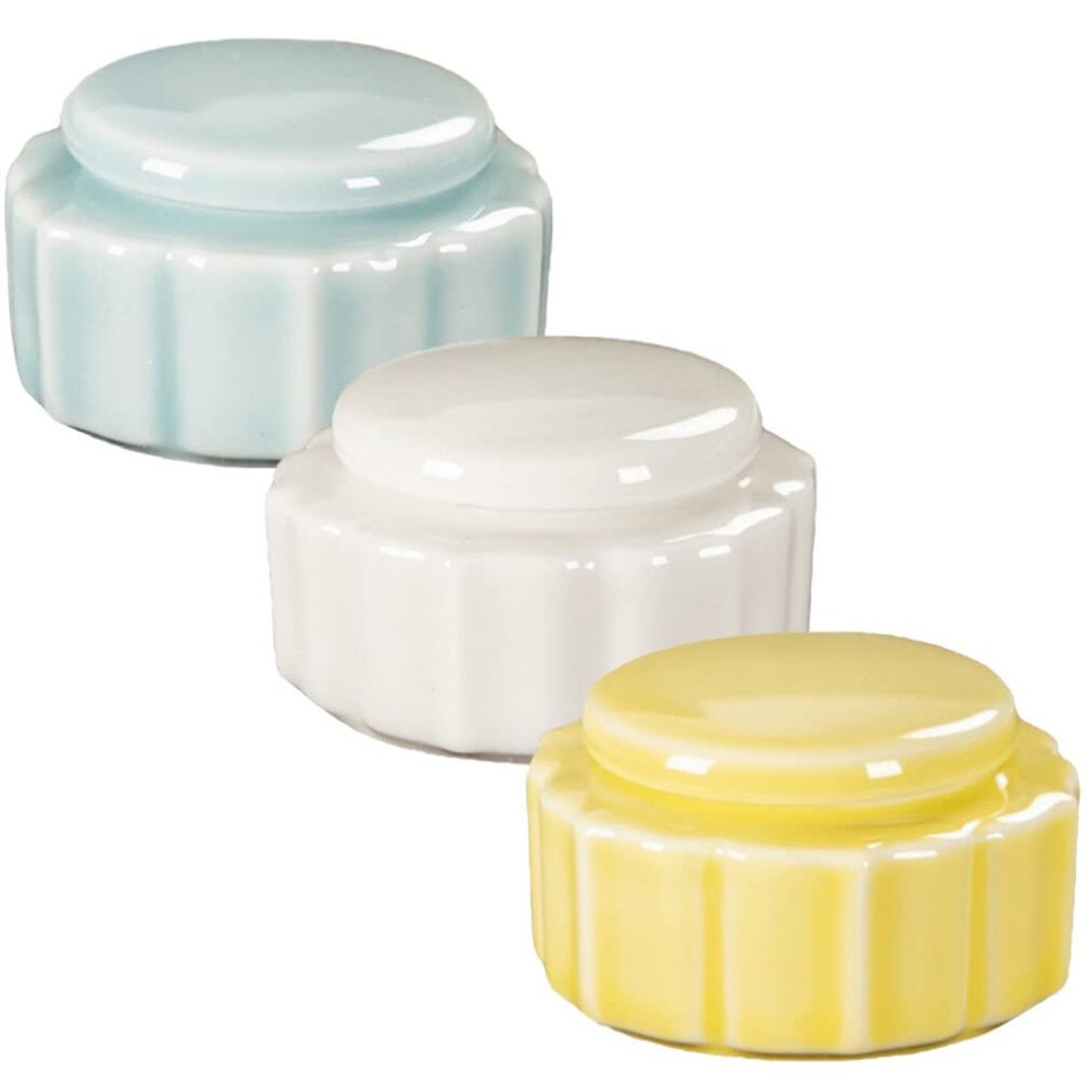 Healvian 3pcs Ceramic Storage Jars with Lids for Cream Lip Balm and Cosmetics Round Travel Containers for Use
