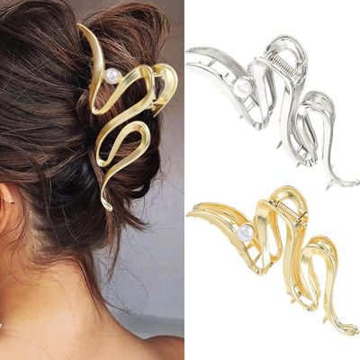 BARTOSI Metal Claw Clips Gold Hair Clips Large Hair Clips Fashion Hair Accessories for Women and Girls (Pack of 2)
