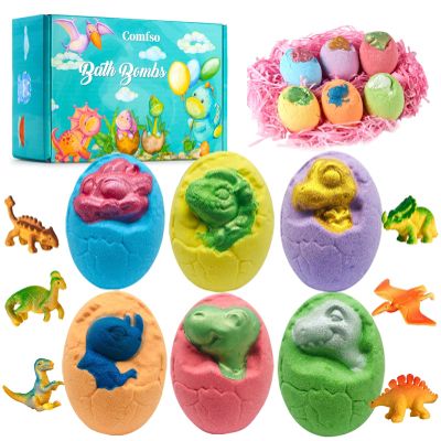 Bath Bombs for Kids - XL Dino Eggs Bath Bomb with Surprise Toys Inside, Kids Bath Bomb Gift Set, Natural Bubble Bath, Dinosaur Bathbombs Birthday Gift for Boys Girls, Christmas Stocking Stuffers Gift