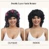AWAYTR Long Satin Bonnet for Women - Double Layer Elastic Silk Bonnet for Braids Hair Sleeping Cap with Tie Band (Flower C) view 4