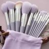 13pcs Make Up Brushes Tool Kit for Home Beauty Salon, Handheld Soft Blending Cosmetics Brushes Kit for Face Powder Concealer, Easy Using Beauty Brushes Set for Beginners and Makeup Lovers(Purple) view 3