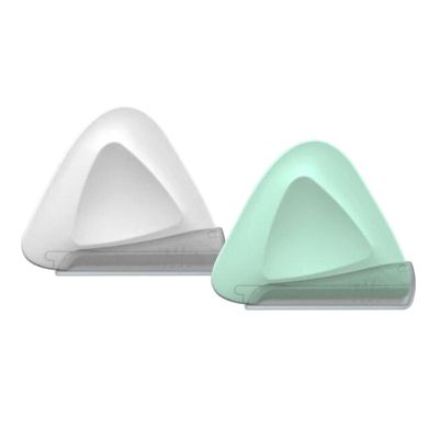 pistro 2 Pieces Eyebrow Trimmer Beauty Tool Lightweight Knife Safety Facial Stainless Steel Shaving Removerl Makeup Triangle for Women - White Green