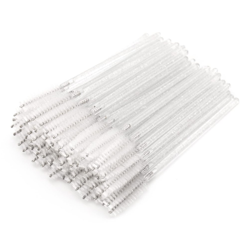 G2PLUS 100PCS Crystal Eyelash Brush, Disposable Mascara Wands, White Lash Spoolies Applicator Makeup Kits for Applying Mascara, Lash Extensions and Eyebrow Brush
