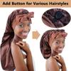 2pcs Long Satin Bonnets with Tie Band, Large Braid Bonnet Silky Hair Cap for Locs Women Sleeping, E view 3