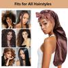 2pcs Long Satin Bonnets with Tie Band, Large Braid Bonnet Silky Hair Cap for Locs Women Sleeping, E view 4