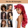 2pcs Long Satin Bonnets with Tie Band, Large Braid Bonnet Silky Hair Cap for Locs Women Sleeping, C view 4