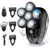 Electric Head Shaver for Bald Men, 6 in 1 Mens Electric Head Razor Bald Head Shaver Cordless Razor Men, IPX7 Wet/Dry Waterproof Men's Rotary with Head Shavers Kit LED Display Silver view 1