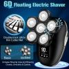Electric Head Shaver for Bald Men, 6 in 1 Mens Electric Head Razor Bald Head Shaver Cordless Razor Men, IPX7 Wet/Dry Waterproof Men's Rotary with Head Shavers Kit LED Display Silver view 4