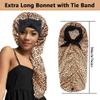 2pcs Long Satin Bonnets with Tie Band, Large Braid Bonnet Silky Hair Cap for Locs Women Sleeping, B view 2