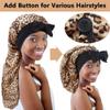 2pcs Long Satin Bonnets with Tie Band, Large Braid Bonnet Silky Hair Cap for Locs Women Sleeping, B view 3