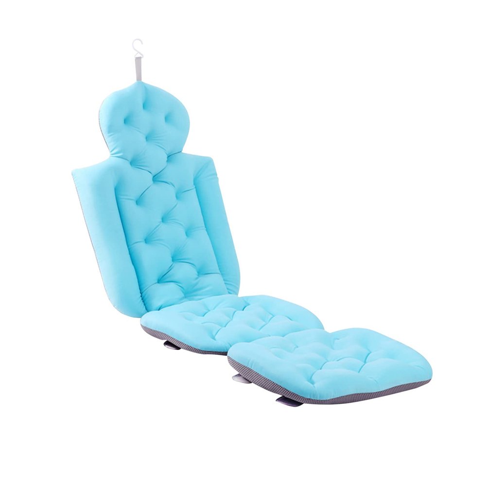 Bath Pillow, Bathtub Cushion Full Body Bath Pillow with Head, Neck, Shoulder and Back Support Soft Breathable Folding Bathtub Cushion for Women Men Adults,Blue