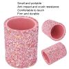 Pink Cosmetic Brush Barrel Organizer, Simple Makeup Brush Storage Box Holder with External Sequins Design, Large Capacity Makeup Brush Holder Organizer for Home Beauty Salon view 4