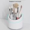 360 Degree Rotatable Makeup Brush Holder, Large Capacity Cosmetics Brush Storage Box with Transparent Dust Cover, Plastic Makeup Brush Holder Organizer for Home Beauty Salon view 4