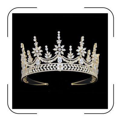 Luxury Cubic Zirconia Royal Queen Crown for Women Large Bridal Tiara for Prom Pageant Sweet 16 Quinceanera Birthday Princess Headpieces Wedding Hair Accessories (Gold)