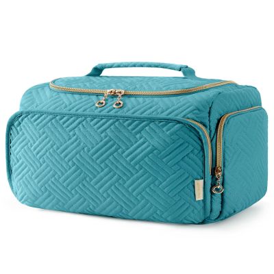 BAGSMART Travel Toiletry Bag, Large Wide-open Travel Bag for Toiletries, Makeup Cosmetic Travel Bag with Handle, Blue-Large