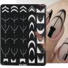 6Pcs Nail Art Stamping Templates Set with French Line Flowers Leaves Smiley Heart Design Art Stamping Kits DIY Printing Tools Fashion Art Decoration for Women and Girls view 3