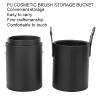 Black Makeup Brush Holder Organizer, Large Capacity Cosmetics Brushes Case with Reasonable Structure, Portable PU Cosmetic Brush Storage Bag for Travel, Keep Your Makeup Brush and Desktop Tidy view 3