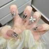 RikView Long Press on Nails Coffin Acrylic Nails Nude Nails with Butterflies Design Glossy Fake Nails 24 PCs view 2