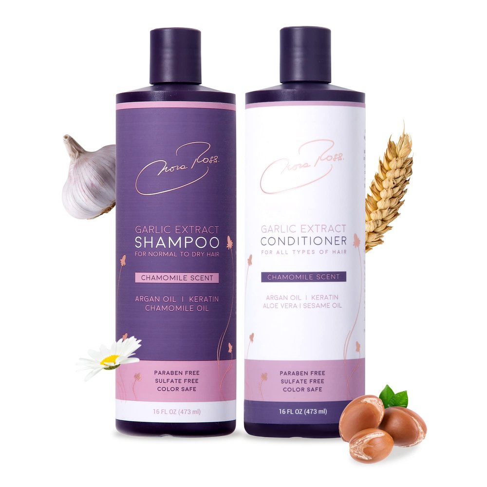 Nora Ross Garlic Extract Daily Shampoo and Conditioner Set with Chamomile Scent Thickening Shampoo & Hydrating Conditioner Duo Color Safe Formula for Women and Men with Normal to Dry Hair 16oz